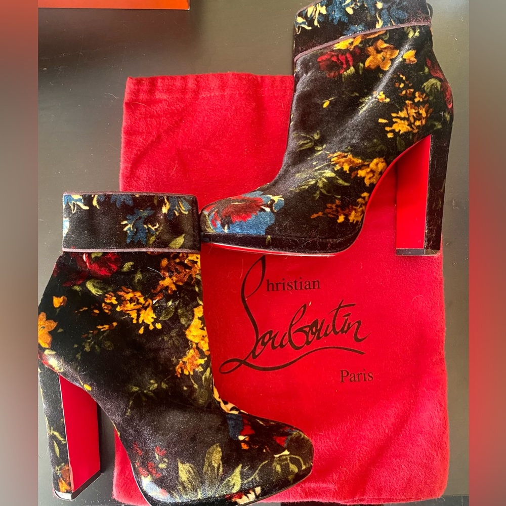 Christian Louboutin Floral Ankle Booties